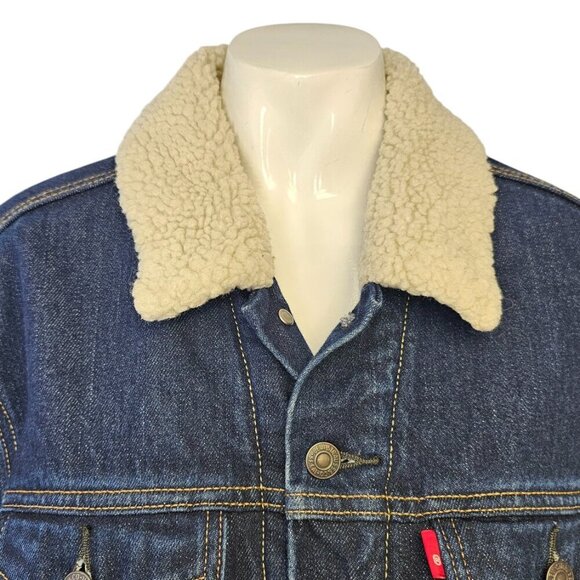 Levi's Original Sherpa Denim Trucker Jacket, Blue, Jean, Button Up, Size Medium - Picture 8 of 11